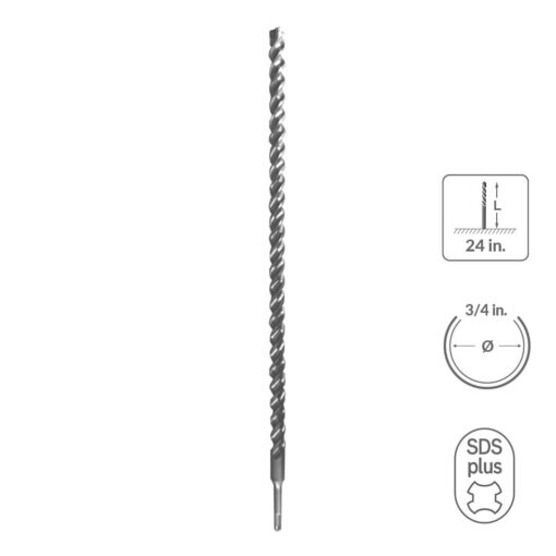 31190 - SABERCUT 3/4 in. x 24 in. SDS PLUS 3-Cutter Carbide Tip Concrete & Rebar Drill Bit