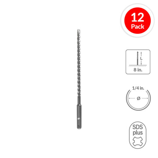 31199 -  SABERCUT 1/4 in. x 8 in. SDS PLUS 3-Cutter Carbide Tip Concrete & Rebar Drill Bit (12-Pack)