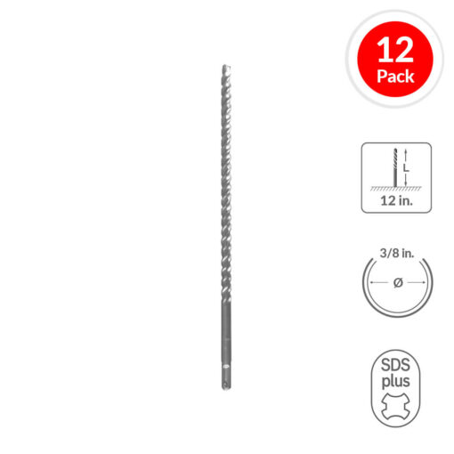 31205 - SABERCUT 3/8 in. x 12 in. SDS PLUS 3-Cutter Carbide Tip Concrete & Rebar Drill Bit (12-Pack)
