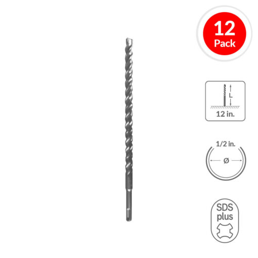 31206 -  SABERCUT 1/2 in. x 12 in. SDS PLUS 3-Cutter Carbide Tip Concrete & Rebar Drill Bit (12-Pack)
