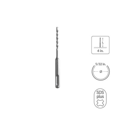 31211 -  SABERCUT 5/32 in. x 4 in. SDS PLUS 2-Cutter Carbide Tip Concrete Drill Bit