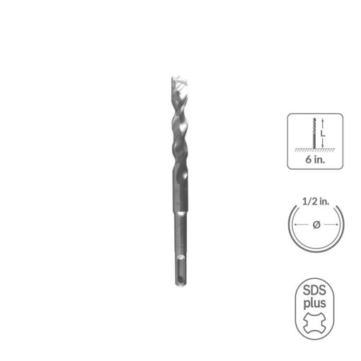 31220 - SABERCUT 1/2 in. x 6 in. SDS PLUS 2-Cutter Carbide Tip Concrete Drill Bit