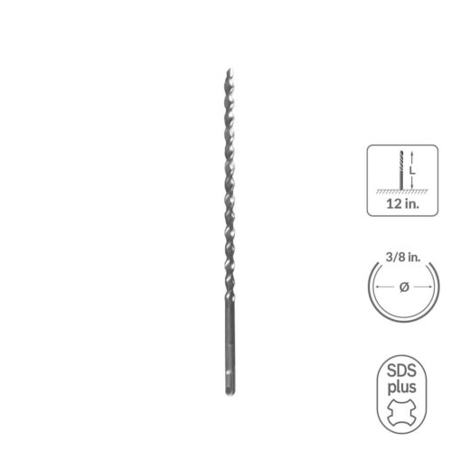 31233 - SABERCUT 3/8 in. x 12 in. SDS PLUS 2-Cutter Carbide Tip Concrete Drill Bit