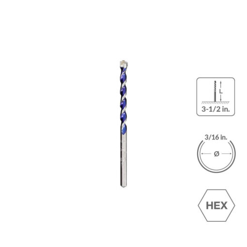 31340 - SABERCUT 3/16 in. x 3-1/2 in. 4-Cutter MultiMaterial Drill Bit